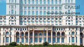  Presentation with parliament - Presentation theme consisting of parliament-building-in-bucharest-romanian background and a light blue colored foreground