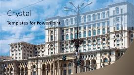  Presentation with parliament - Beautiful slide set featuring parliament-building-in-bucharest-romanian backdrop and a light blue colored foreground