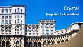  Presentation with parliament - Presentation design with parliament-building-in-bucharest-romanian background and a gray colored foreground