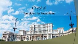  Presentation with parliament - Colorful presentation theme enhanced with parliament-building-in-bucharest-romanian backdrop and a light blue colored foreground