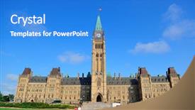  Presentation with parliament - Beautiful slide deck featuring parliament hill building closeup backdrop and a cobalt blue colored foreground