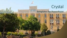  Presentation with parliament - Slide deck having housekeeping set with towels and background and a sky blue colored foreground.