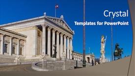  Presentation with vienna - Slide set featuring parliament in vienna austria - cityscape architecture background background and a ocean colored foreground