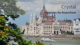  Presentation with danube - Presentation featuring parliament-of-budapest-seen-over background and a light gray colored foreground