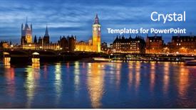  Presentation with beautiful houses - Presentation theme featuring parliament over the river background and a teal colored foreground