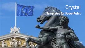  Presentation with vienna - Colorful PPT theme enhanced with parliamentary - austria vienna parliament backdrop and a teal colored foreground