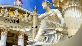  Presentation with vienna - Beautiful presentation theme featuring parliamentary - austrian parliament in vienna seat backdrop and a coral colored foreground