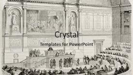  Presentation with parliament - Beautiful theme featuring parliamentary - french parliament session old illustration backdrop and a light gray colored foreground