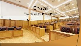  Presentation with non governmental organizations - Slide set with parliamentary - governmental conference room left back background and a lemonade colored foreground