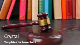  Presentation with judge - Theme featuring parliamentary - judge gavel and books background and a tawny brown colored foreground
