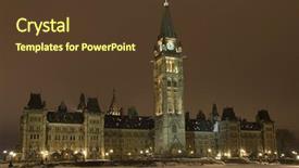  Presentation with canada - Amazing PPT theme having parliamentary - winter night shot backdrop and a tawny brown colored foreground