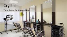  Presentation with beauty salon - Colorful slides enhanced with parlor - barbershop room with three working backdrop and a mint green colored foreground