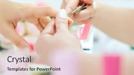  Presentation with nails manicure - Presentation design with parlor - woman having her finger nails background and a lemonade colored foreground