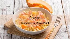  Presentation with melon - Colorful slide set enhanced with parma ham and melon backdrop and a coral colored foreground