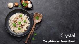  Presentation with mushrooms - Presentation design featuring delicious mushrooms risotto dressed background and a dark gray colored foreground