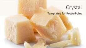  Presentation with white cheese - PPT theme enhanced with parmesan cheese cubes isolated on white background background and a lemonade colored foreground