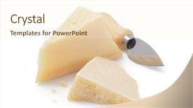  Presentation with white cheese - Audience pleasing PPT theme consisting of parmesan cheese isolated on white backdrop and a cream colored foreground