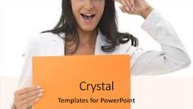  Presentation with notepad blank lined paper - PPT theme enhanced with parole - beautiful woman showing blank paper background and a yellow colored foreground