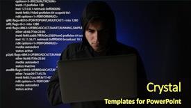  Presentation with computer hacker - Slides with parole - hacker working with computer background and a wine colored foreground