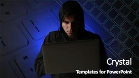  Presentation with computer hacker - Theme having parole - hacker working with computer background and a wine colored foreground