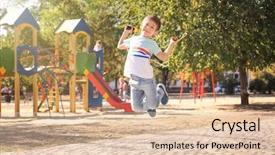  Presentation with rope - Slide set featuring parques - cute boy skipping rope outdoors background and a lemonade colored foreground