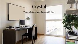  Presentation with minimalist - Colorful presentation design enhanced with office with parquet floor minimalist backdrop and a soft green colored foreground