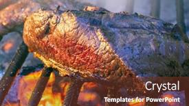  Presentation with traditional wood - PPT theme enhanced with parrilla-argentina-traditional-barbecue-made background and a tawny brown colored foreground