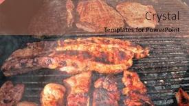  Presentation with traditional wood - Slide deck consisting of parrilla-argentina-traditional-barbecue-made background and a coral colored foreground