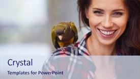  Presentation with girls scouts - Colorful slide deck enhanced with parrot sitting on a girls backdrop and a sky blue colored foreground