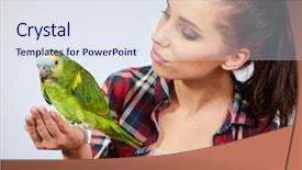  Presentation with baby girls christening - Beautiful PPT layouts featuring parrot sitting on a girls backdrop and a sky blue colored foreground