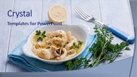  Presentation with lemon - Slide deck featuring gitter - rings squid with parsley background and a sky blue colored foreground