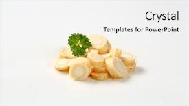  Presentation with root - Theme featuring parsnip - heap of sliced root parsley background and a  colored foreground