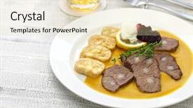  Presentation with dumpling - Colorful presentation theme enhanced with parsnip - svickova na smetane beef backdrop and a lemonade colored foreground