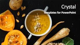 Presentation with fruit and vegetable packaging - Beautiful slide deck featuring parsnip - vegetable cream soup backdrop and a black colored foreground