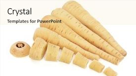 Presentation with vegetables - PPT layouts featuring parsnip vegetables whole and sliced background and a  colored foreground