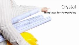  Presentation with civil engineer - Amazing PPT layouts having part isolated over white background backdrop and a  colored foreground