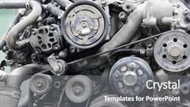  Presentation with engine - Amazing slides having part of a car engine backdrop and a gray colored foreground