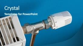  Presentation with white pigeon against the blue - Colorful theme enhanced with part of a heating radiator backdrop and a ocean colored foreground