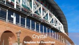  Presentation with stadium - PPT layouts having part of a sport stadium background and a coral colored foreground