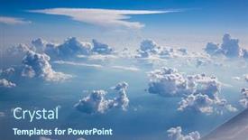  Presentation with sunny sky - Beautiful theme featuring part-of-aircraft-wing backdrop and a ocean colored foreground