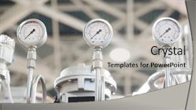  Presentation with industrial machine - PPT theme enhanced with part of an industrial packing background and a light gray colored foreground