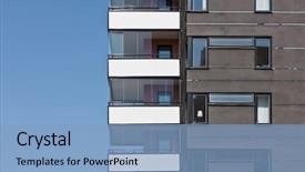  Presentation with apartment - Amazing slide deck having part of apartment building backdrop and a light blue colored foreground