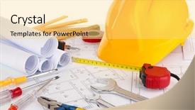  Presentation with architectural - PPT layouts having part of architectural project background and a yellow colored foreground