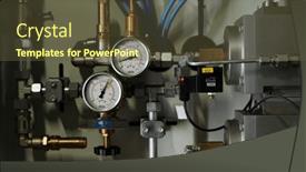  Presentation with mechanic - PPT theme enhanced with part-of-automated-equipment and a tawny brown colored foreground