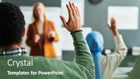  Presentation with student - Slide deck enhanced with part-of-back-of-young background and a ocean colored foreground