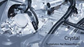  Presentation with car engine - Audience pleasing PPT theme consisting of automotive manufacturing - part of car engine backdrop and a seafoam green colored foreground