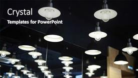  Presentation with lamps - Slide deck consisting of part of ceiling of cafe with rows of glowing lamps that may be used as background background and a black colored foreground