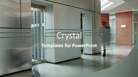  Presentation with elevators - Theme consisting of part-of-corridor-of-modern background and a  colored foreground