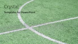  Presentation with sports field - PPT theme with part-of-empty-green-football background and a seafoam green colored foreground