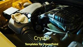  Presentation with electric motor - Presentation design featuring part-of-engine-of-electric background and a wine colored foreground